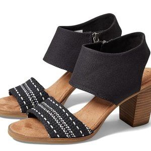 TOM's Majorca Black and White Sandal, Size 7